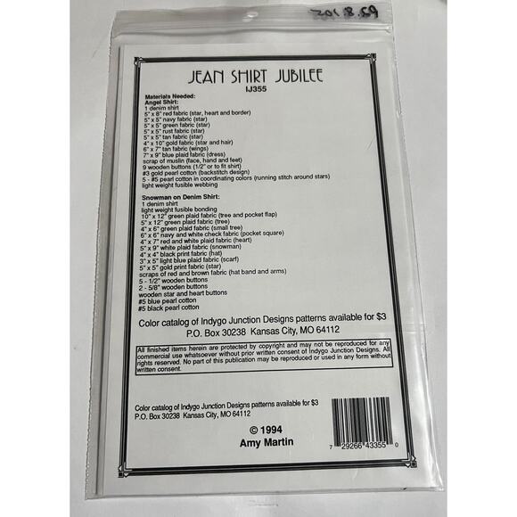 NEW Indygo Junction-Jean Shirt Jubilee Holiday Pattern & Instructions - Picture 2 of 2